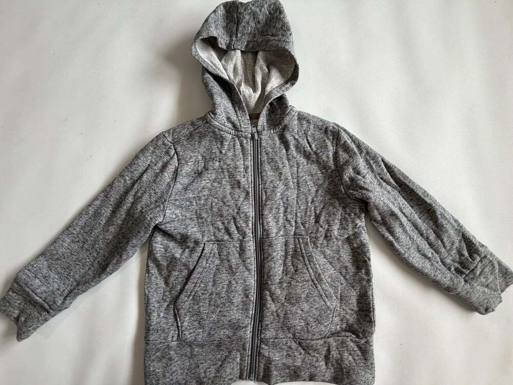 Old Navy Gray Heather Zip Up Hoodie Kids Fleece Sweatshirt Basic Casual
